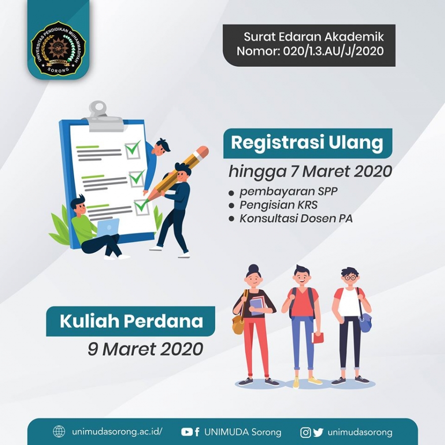 Edaran Akademik Tentang Registrasi Ulang Administrasi SPP & KRS