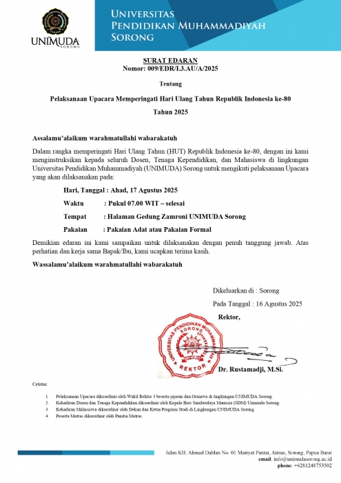Edaran Upacara HUT RI Ke-80